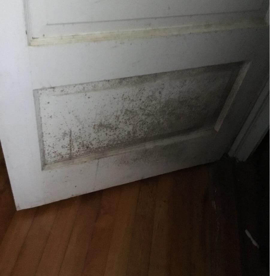 Door with smoke and soot damage